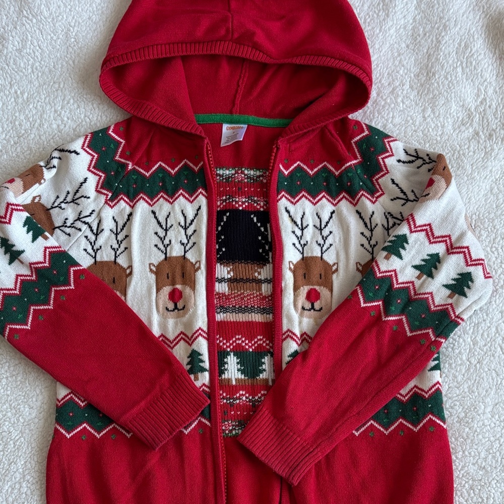 Gymboree Red and Green Reindeer Hoodie